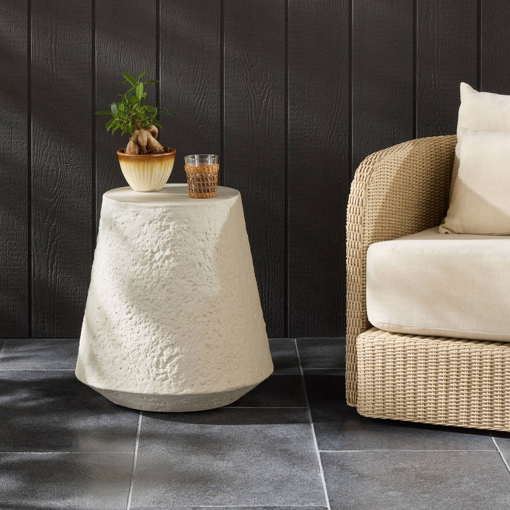 Otto Modern Classic White Concrete Outdoor Tapered End Table|