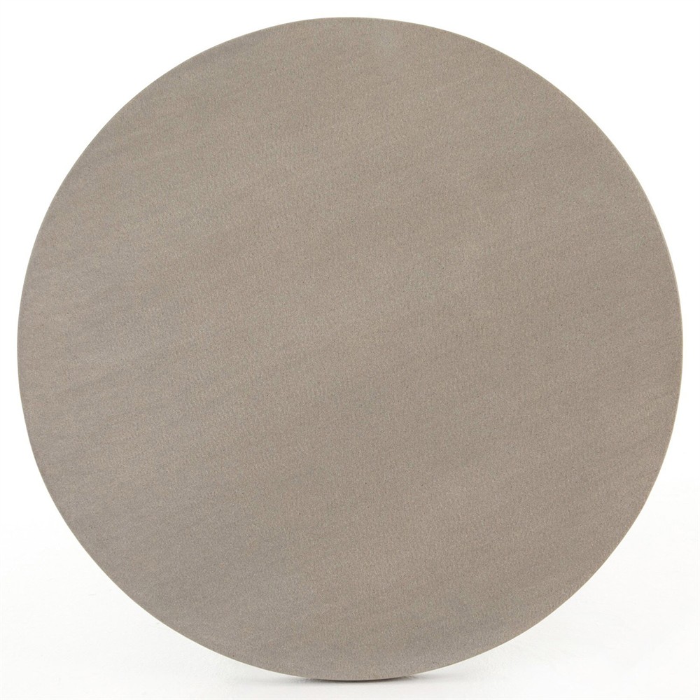 Maceo Modern Classic Grey Stone Black Iron Round Outdoor Counter Table - 30"W|