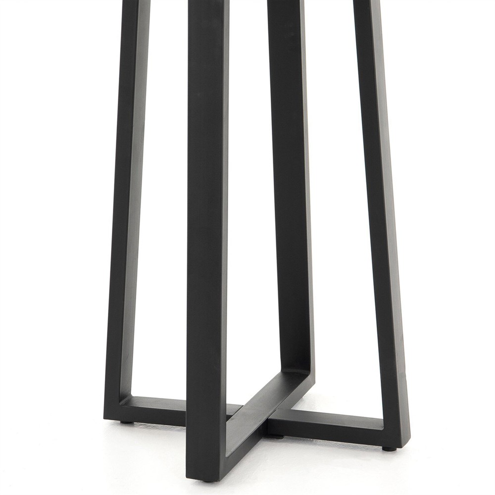 Maceo Modern Classic Grey Stone Black Iron Round Outdoor Counter Table - 30"W|