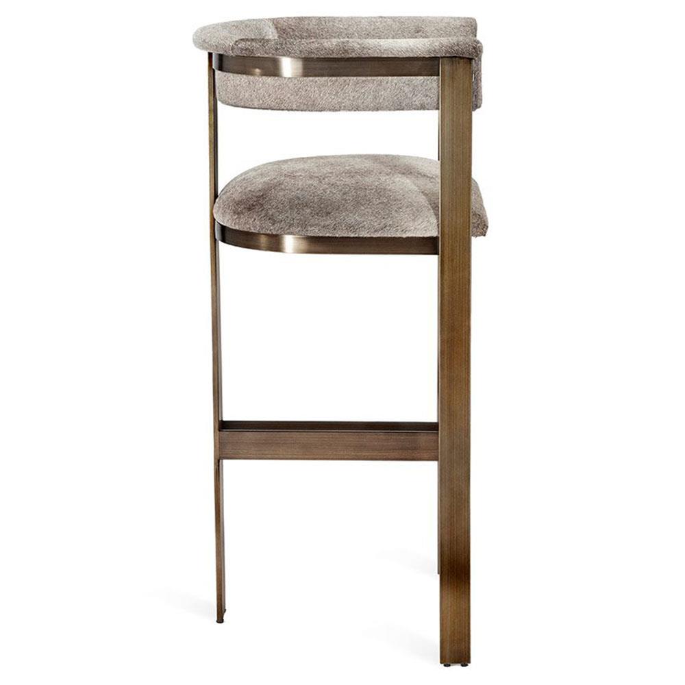 Interlude Darcy Mid Century Natural Grey Hide Antique Bronze