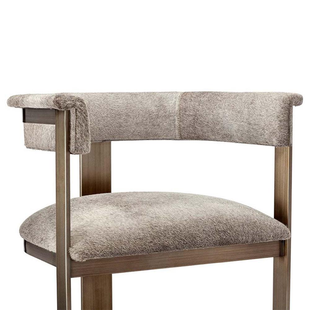 Interlude Darcy Mid Century Natural Grey Hide Antique Bronze