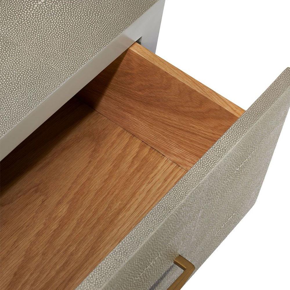 Morand Modern Grey Faux Shagreen Antique Brass Metal 6 Drawer Dresser|