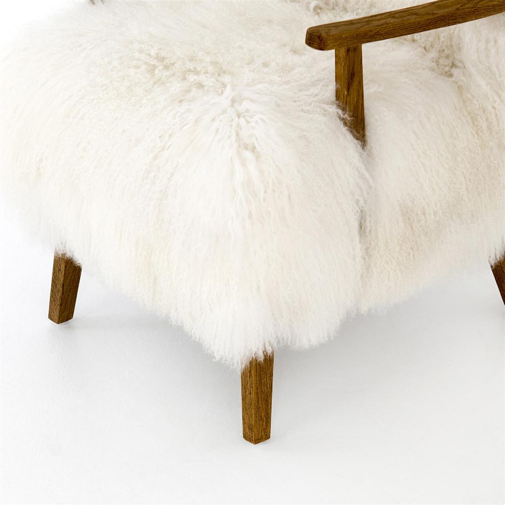 Everleigh Rustic Lodge White Fur Natural Oak Living Room Arm Chair