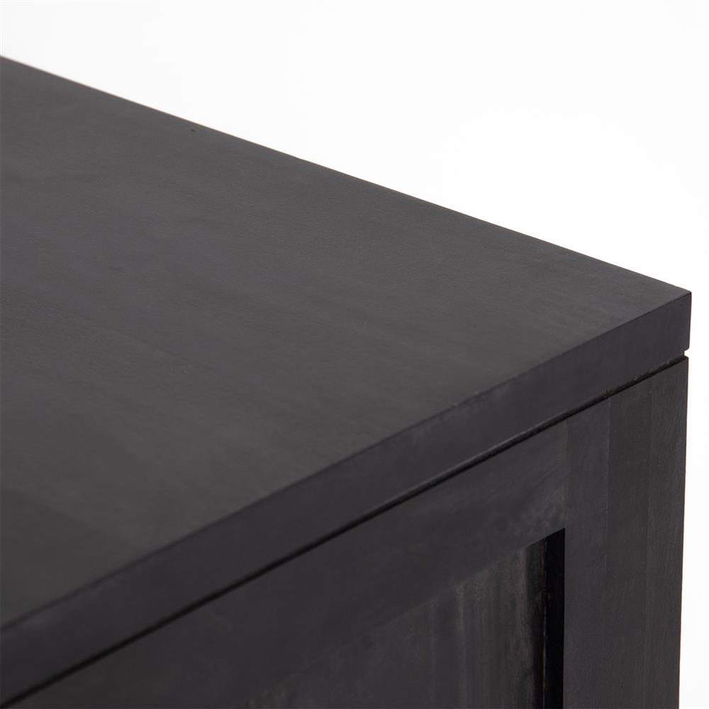 Kashton Mid-Century Black Wash Mango Wood Arched Cane 4 Door