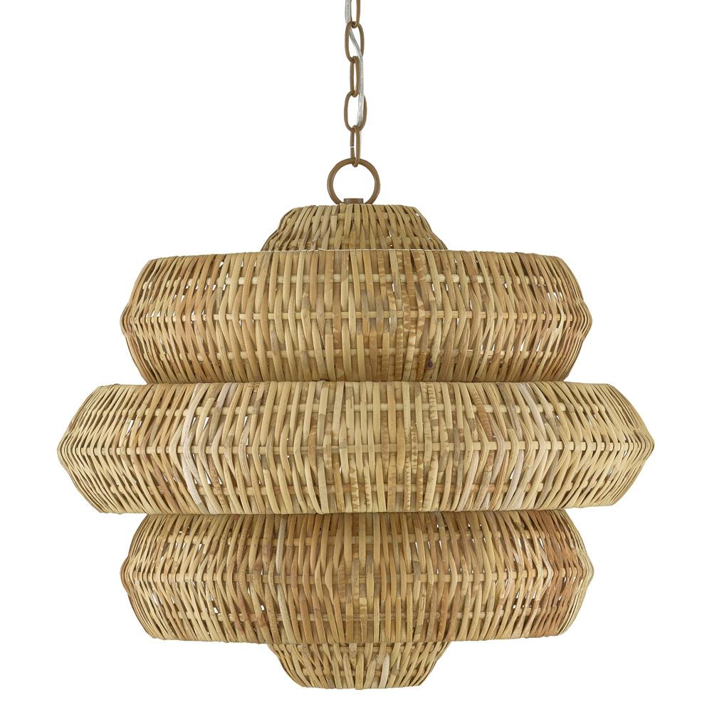 Rica Coastal Beach Brown Rattan 3 Tier Chandelier - Small|