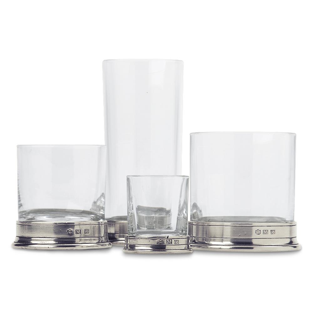 MATCH Modern Pewter Base Clear Crystal Neat Shot Glass|