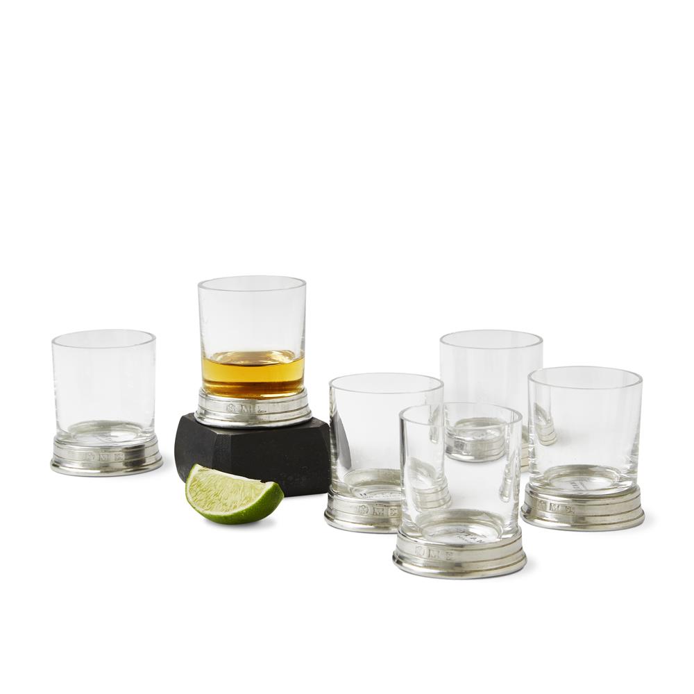 MATCH Modern Pewter Base Clear Crystal Neat Shot Glass|