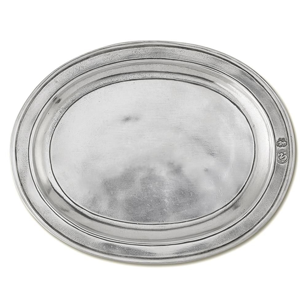 MATCH Modern Incised Pewter Oval Tray - Small|