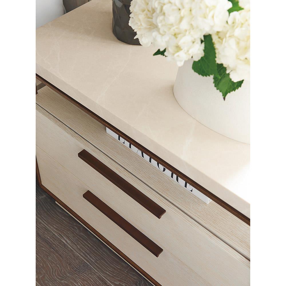 Malpaso Regency White Oak Wood Brass 2 Drawer Bachelors Chest|
