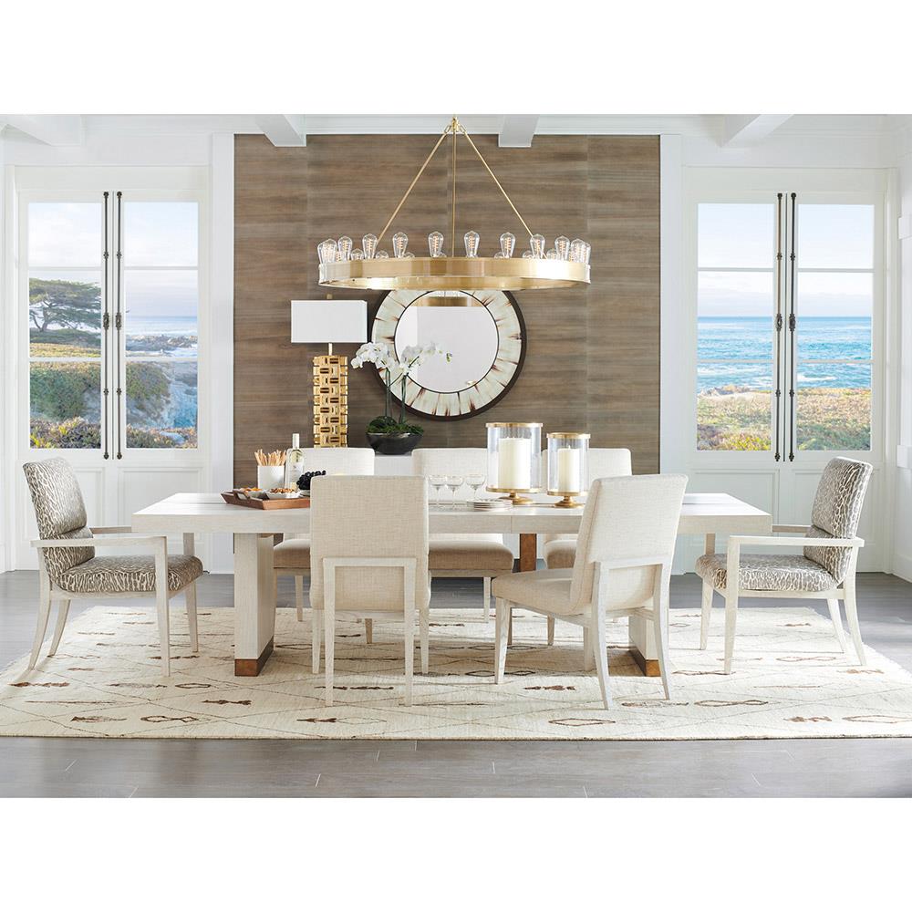 Vista White Oak Wood Brass Extendable Dining Table - 88-128"W|