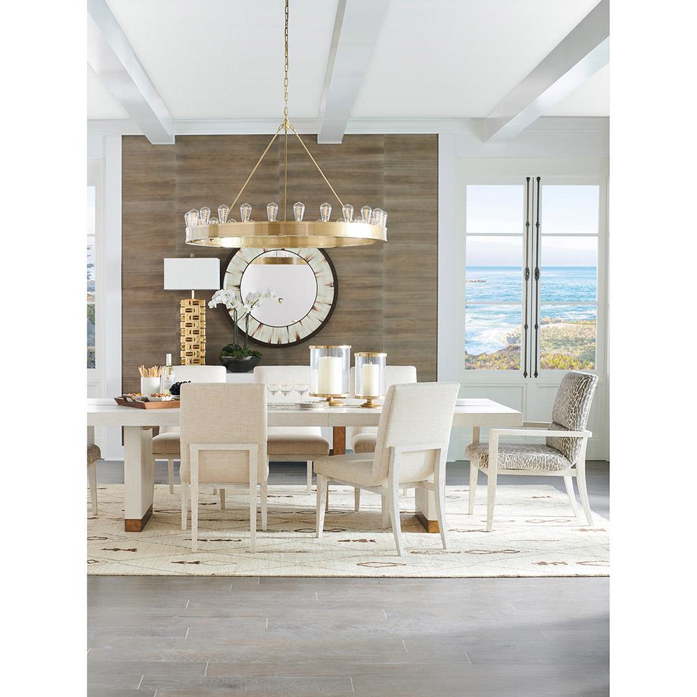 Vista White Oak Wood Brass Extendable Dining Table - 88-128"W|