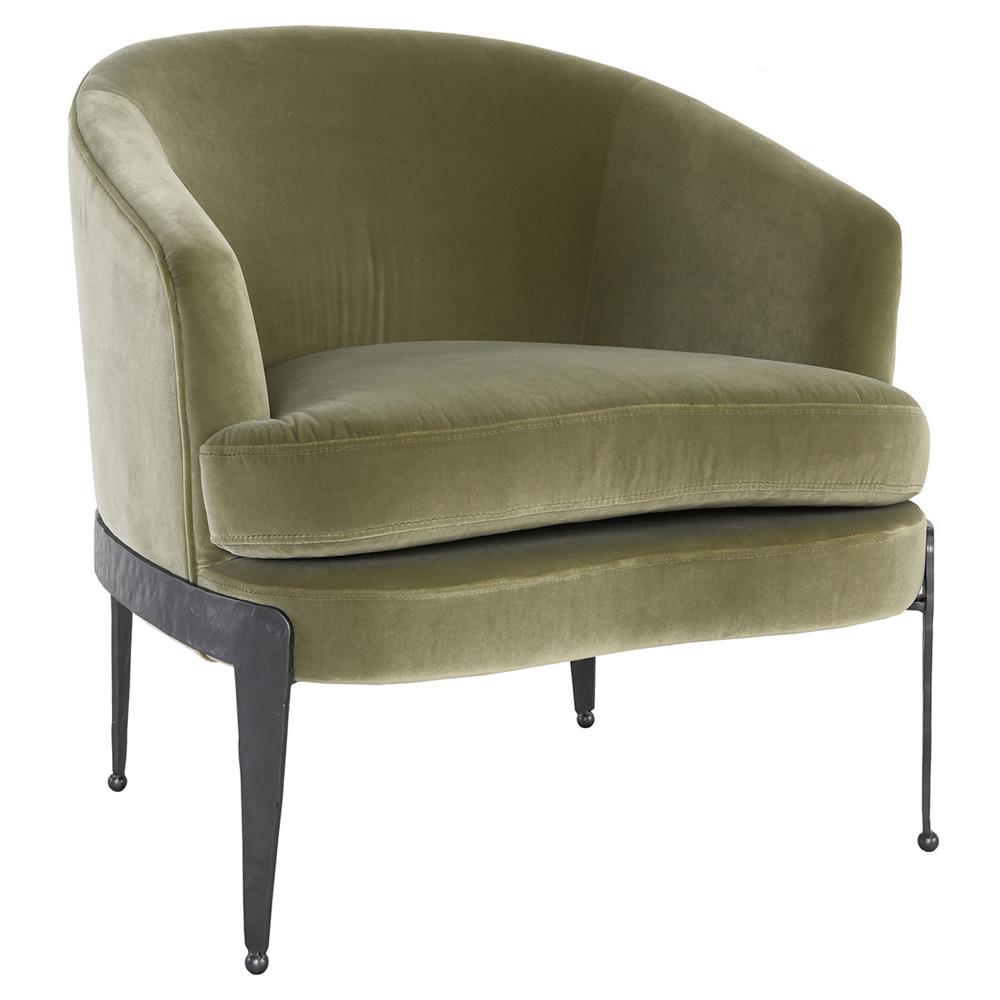 Relia Modern Classic Green Upholstered Seat Back Black Iron
