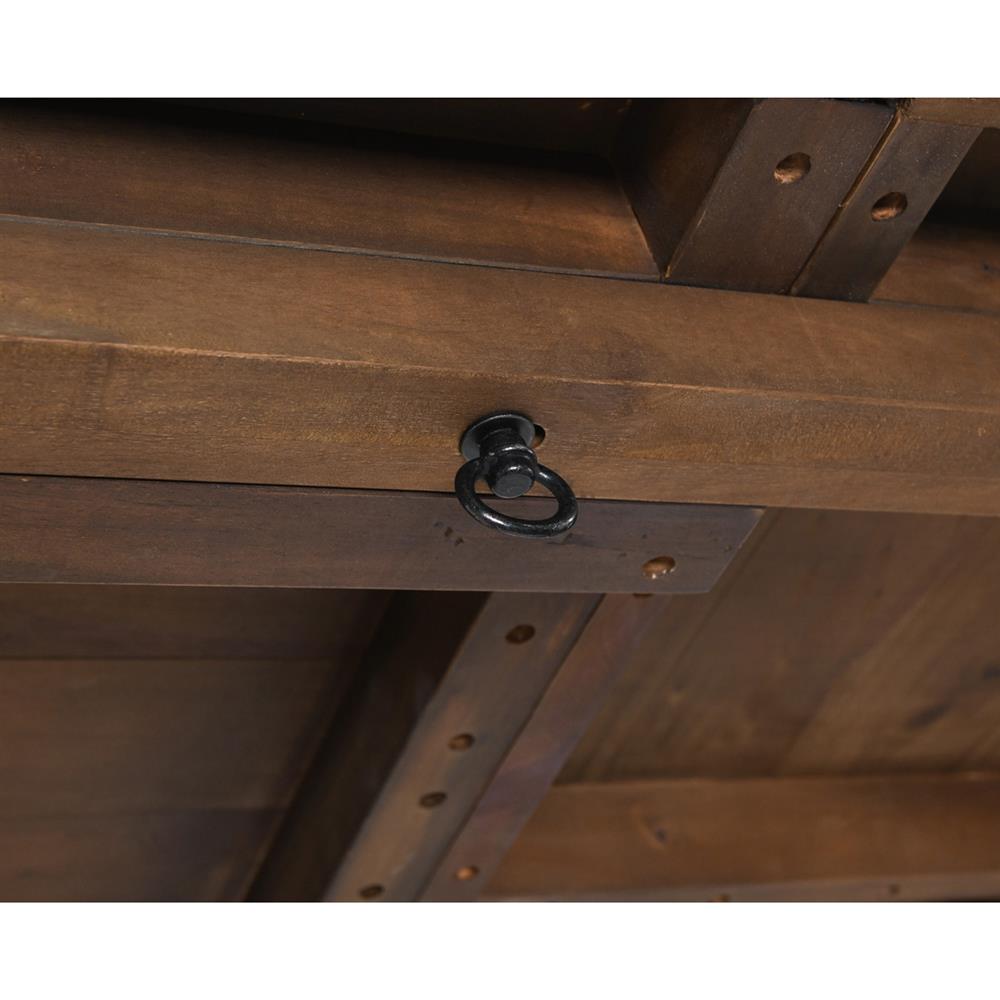 Becille French Brown Pine Wood Rectangular Extendable Dining Table - 84-114"W|