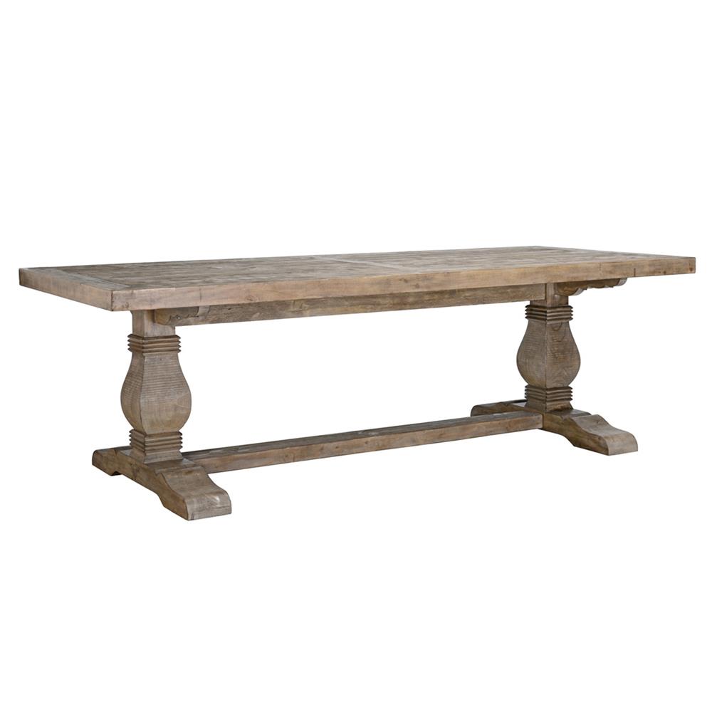 Becille French Country Light Brown Pine Wood Rectangular Dining Table - 94"W|