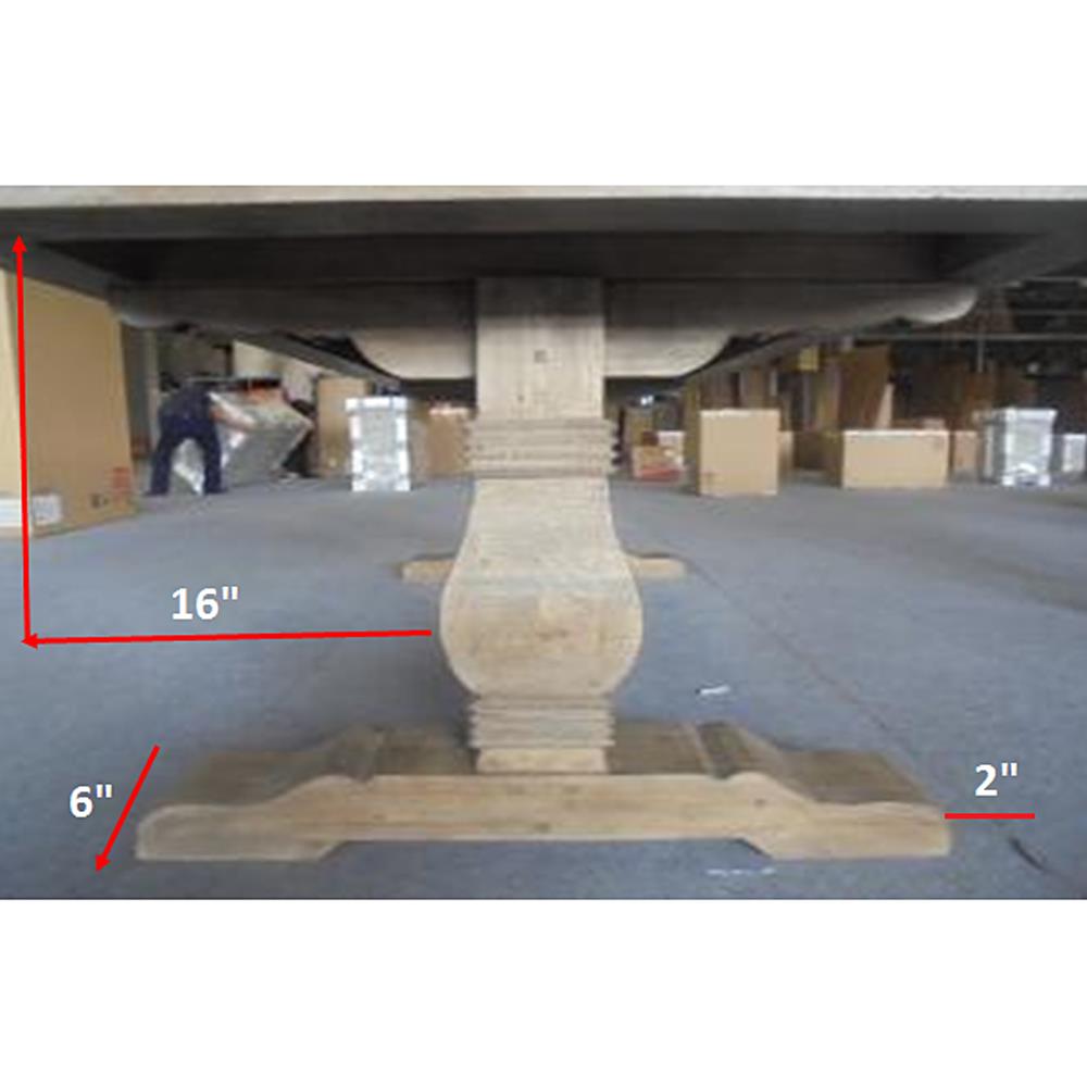 Becille French Country Light Brown Pine Wood Rectangular Dining Table - 94"W|