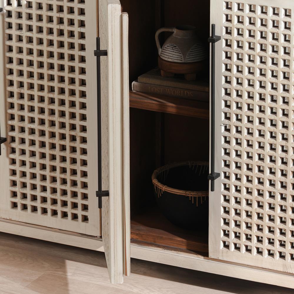 Andy Coastal Beach Cream Reclaimed Wood Sideboard|