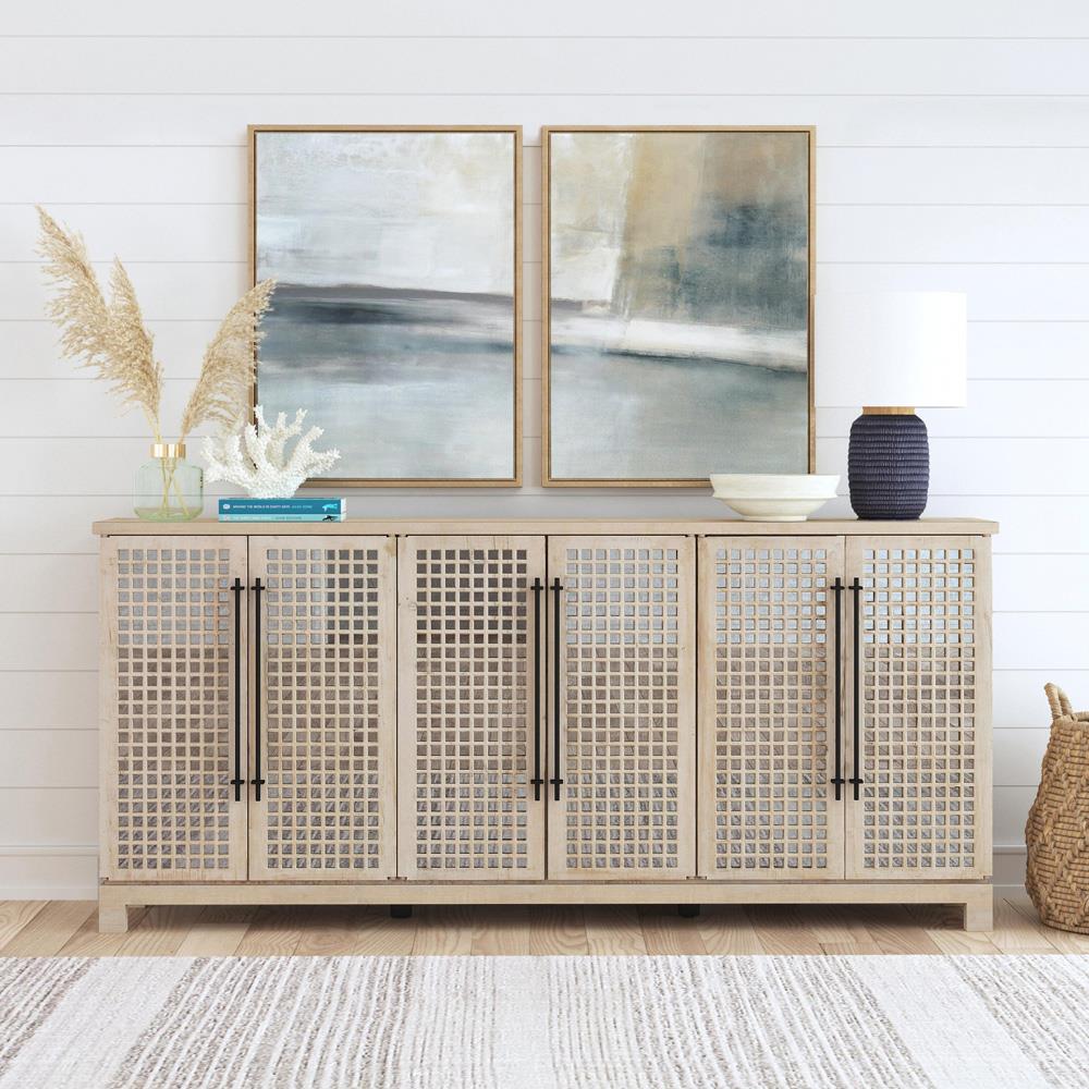 Andy Coastal Beach Cream Reclaimed Wood Sideboard|
