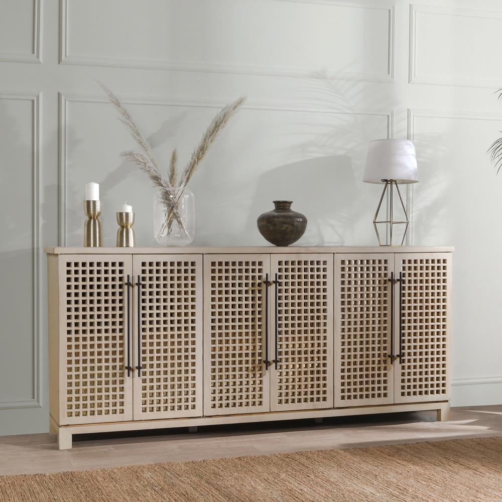 Andy Coastal Beach Cream Reclaimed Wood Sideboard|