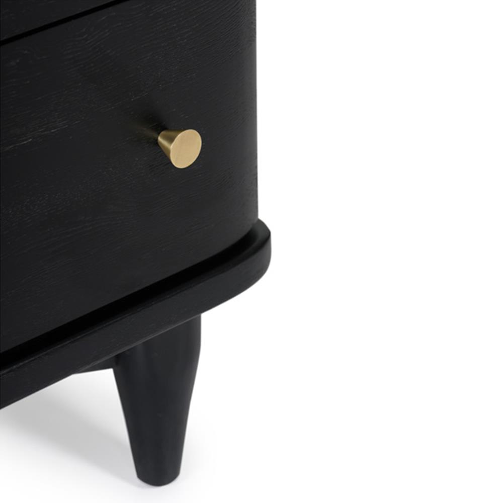 William Mid Century Modern Black Oak Wood 5 Drawer Tall Chest