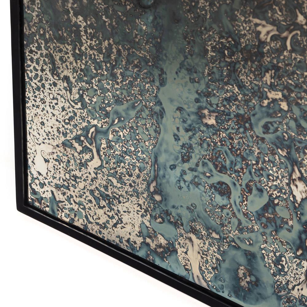 Ponce Industrial Loft Black Iron Frame Acid Wash Glass Rectangular Floor Mirror|