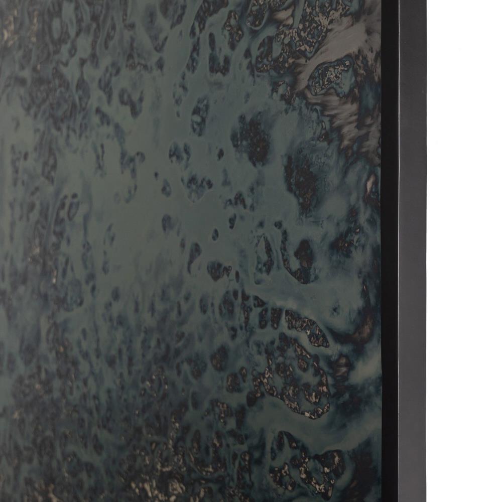 Ponce Industrial Loft Black Iron Frame Acid Wash Glass Rectangular Floor Mirror|