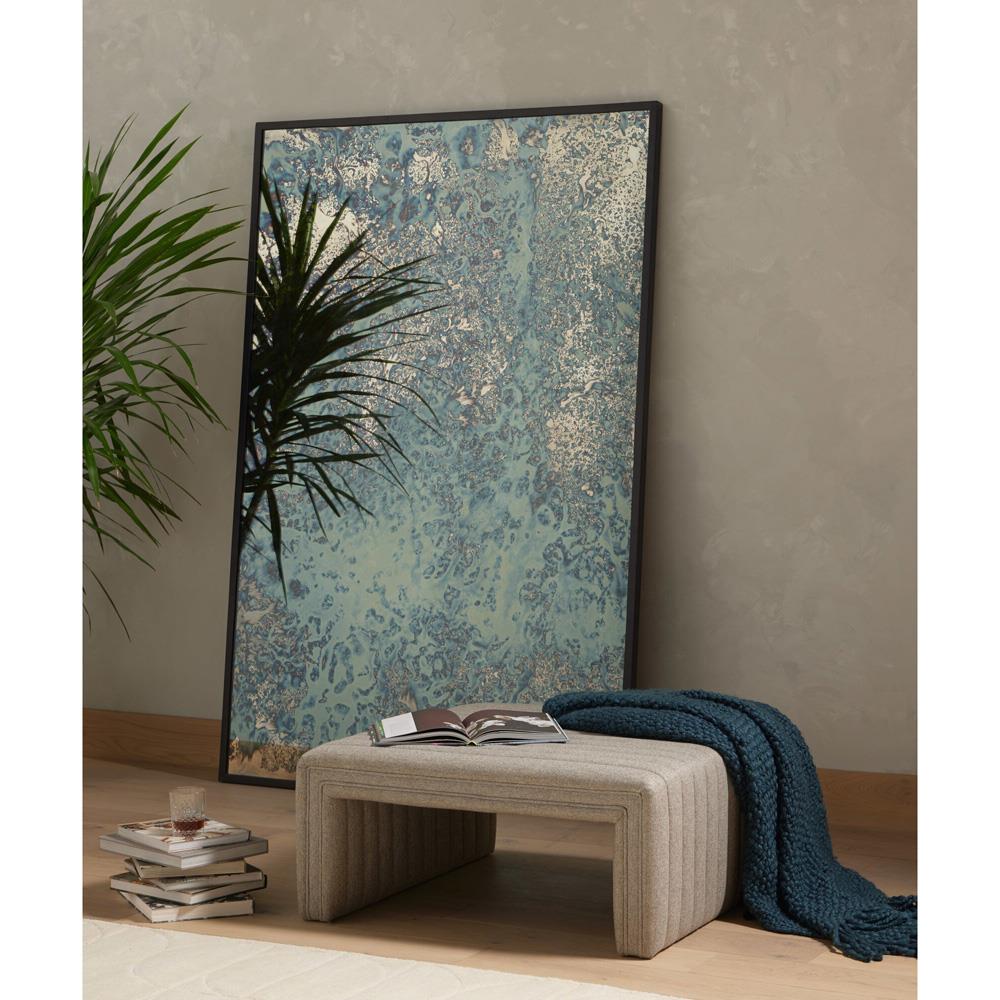 Ponce Industrial Loft Black Iron Frame Acid Wash Glass Rectangular Floor Mirror|