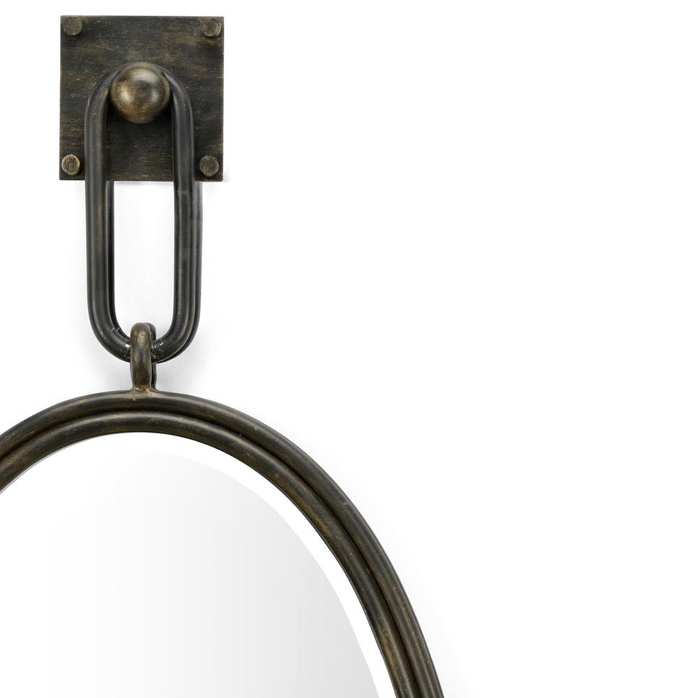 Leland Modern Classic Brown Iron Round Wall Mounted Mirror|