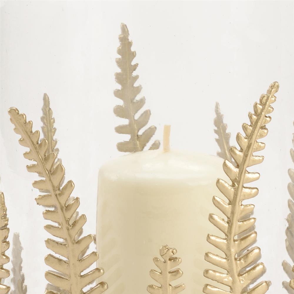 Jemima Modern Classic Brass Light Amber Glass Hurricane Candleholder|