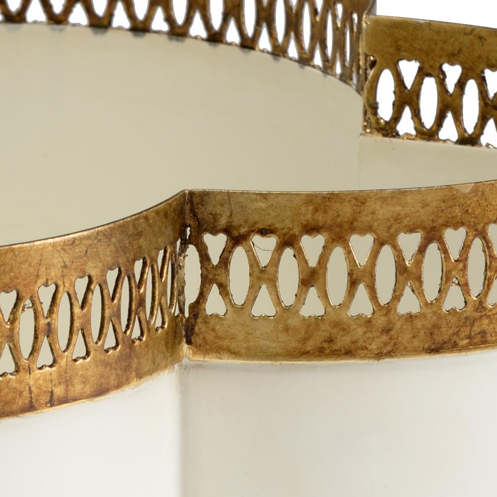 Tindra French Country Cream Iron Quatrefoil Cachepot - Small|