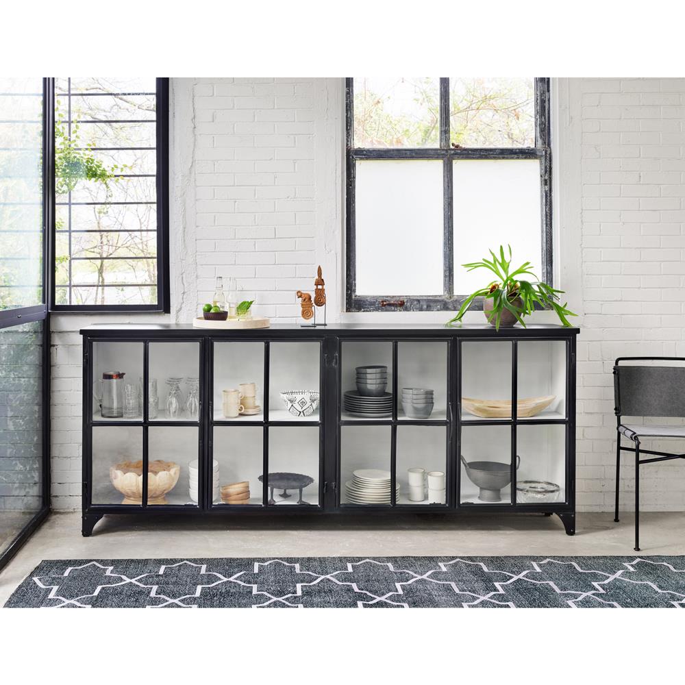 Corden Modern Classic Black Iron Windowpane Sideboard|