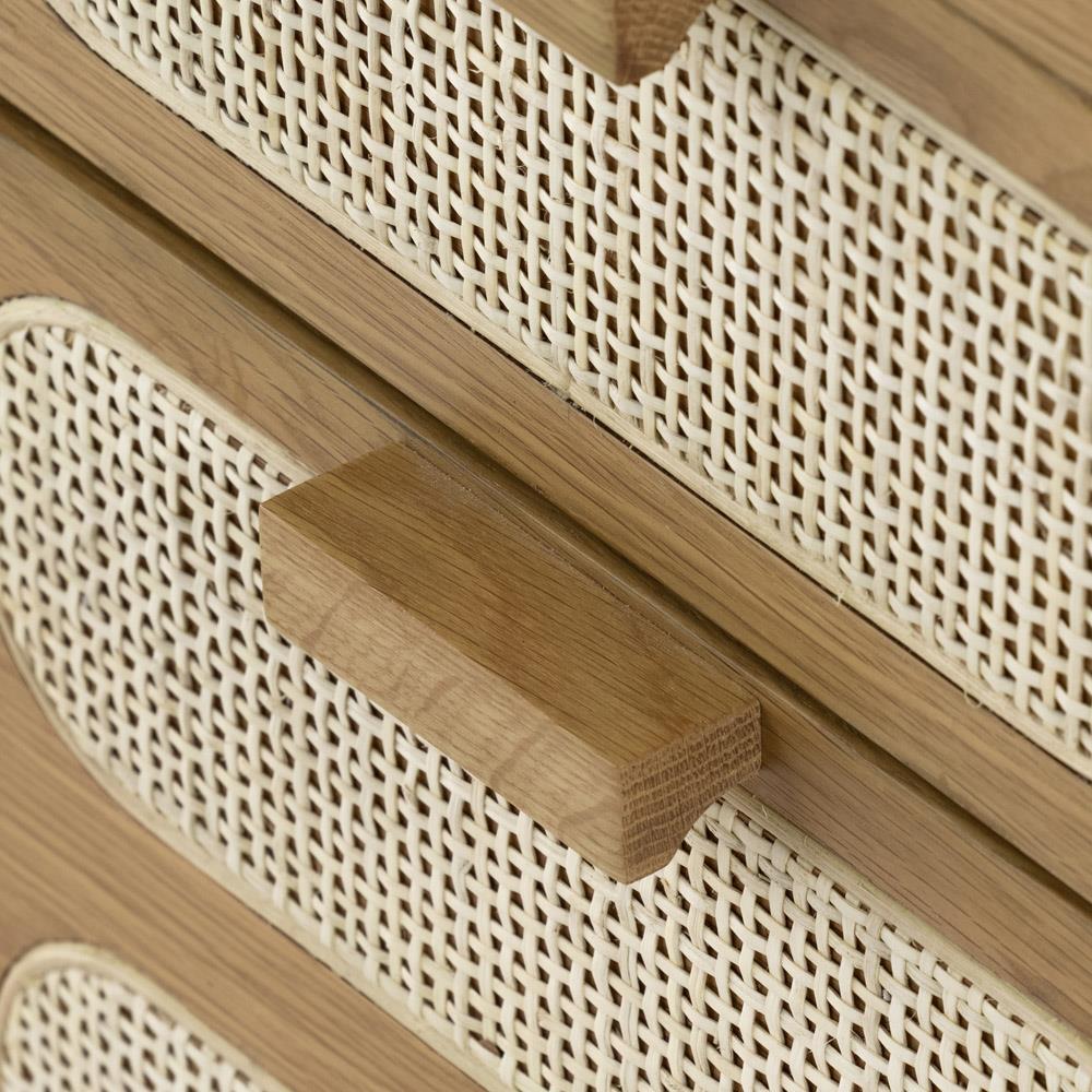 Allie Coastal Light Brown Oak Wood Natural Woven Cane Desk|