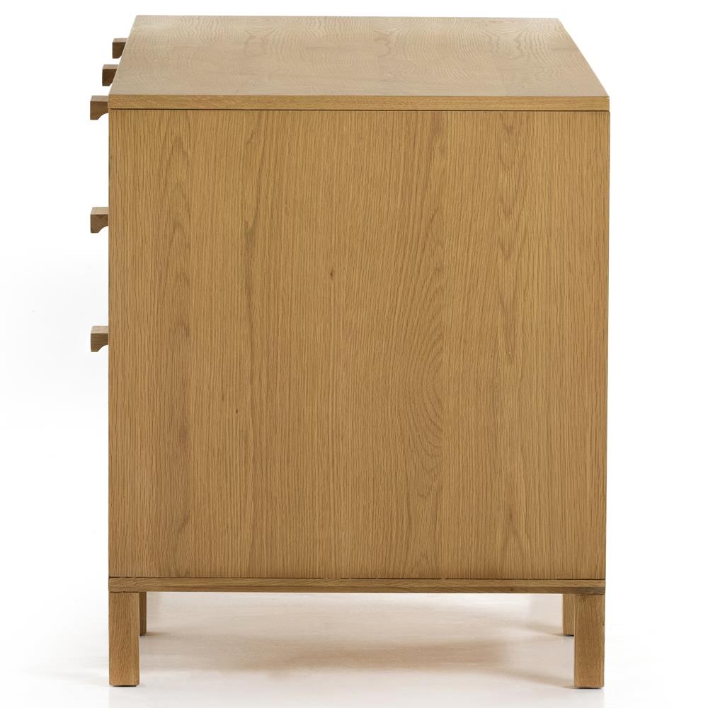 Allie Coastal Light Brown Oak Wood Natural Woven Cane Desk|