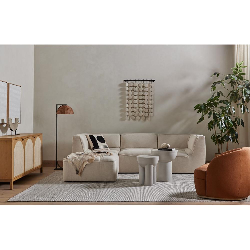 Allie Coastal Light Brown Oak Wood Natural Woven Cane Sideboard