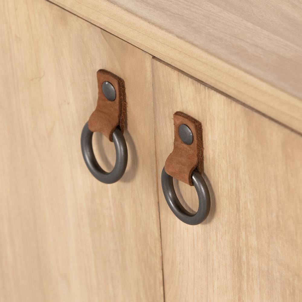 Luca Coastal Beach Beige Dry Wash Wood 2 Drawer 3 Door Media Console|