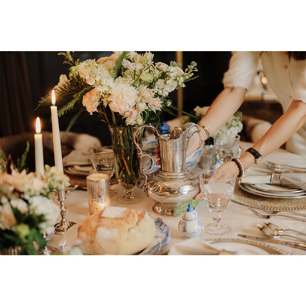 Vintage French Silver Pewter Fluted Pitcher|