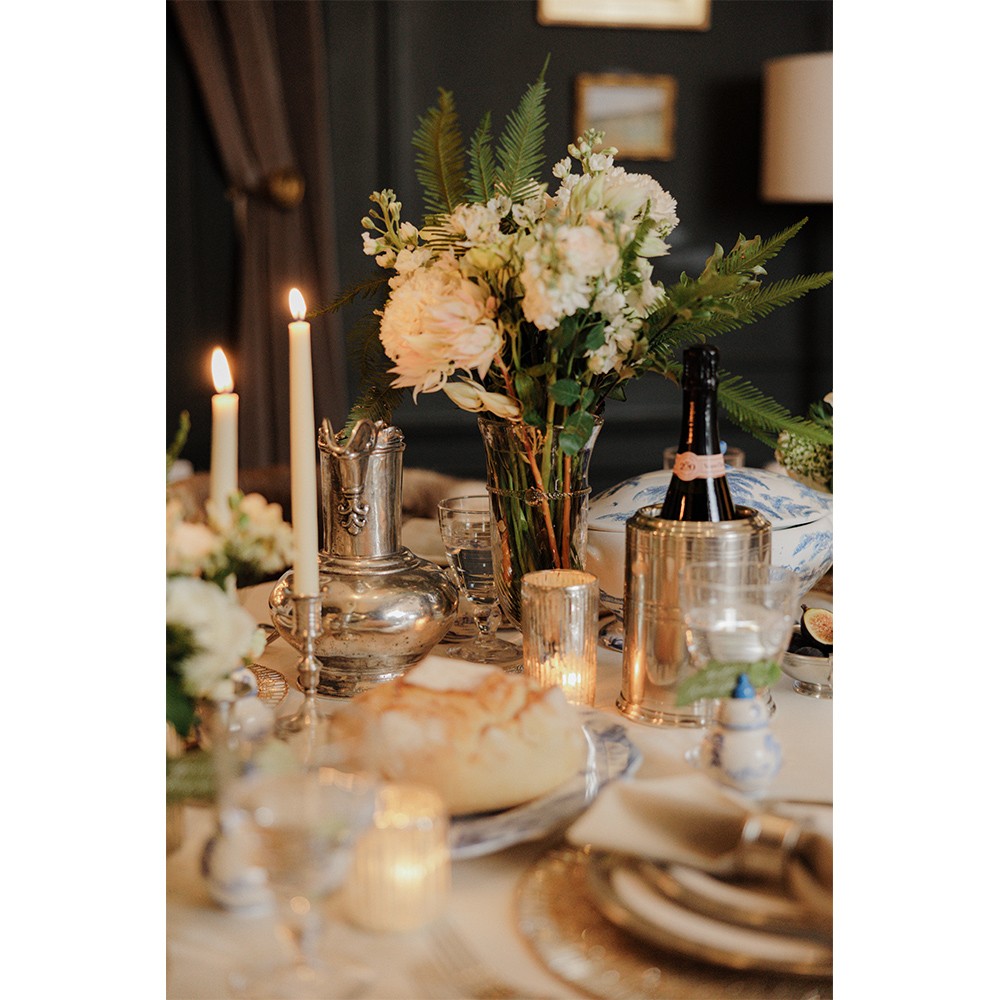 Vintage French Silver Pewter Fluted Pitcher|