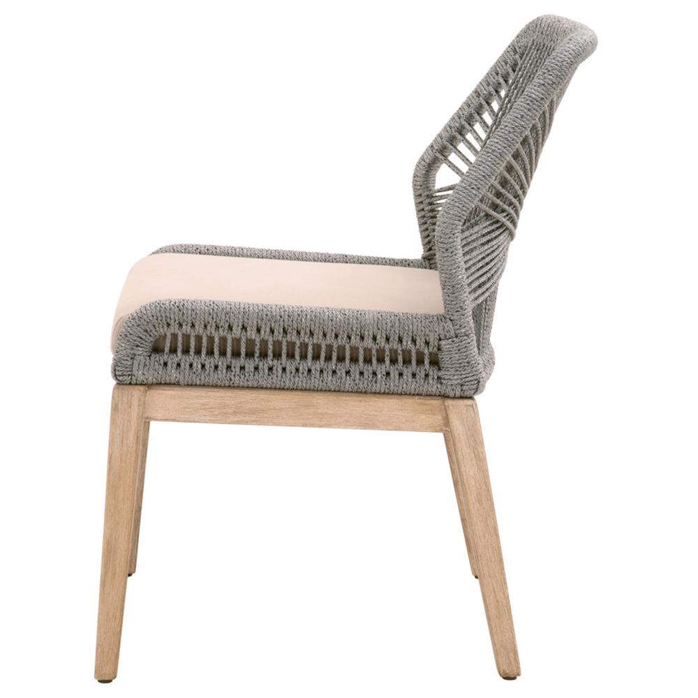 Lorry Coastal Beach Platinum Woven Rope Mahogany Dining Side Chairs - Set of 2|