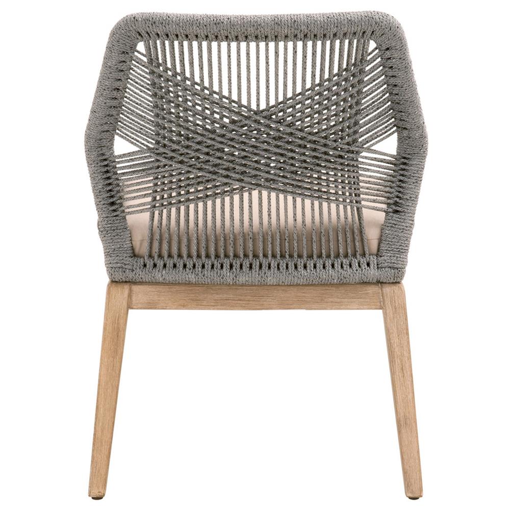 Lorry Coastal Beach Platinum Woven Rope Mahogany Dining Side Chairs - Set of 2|