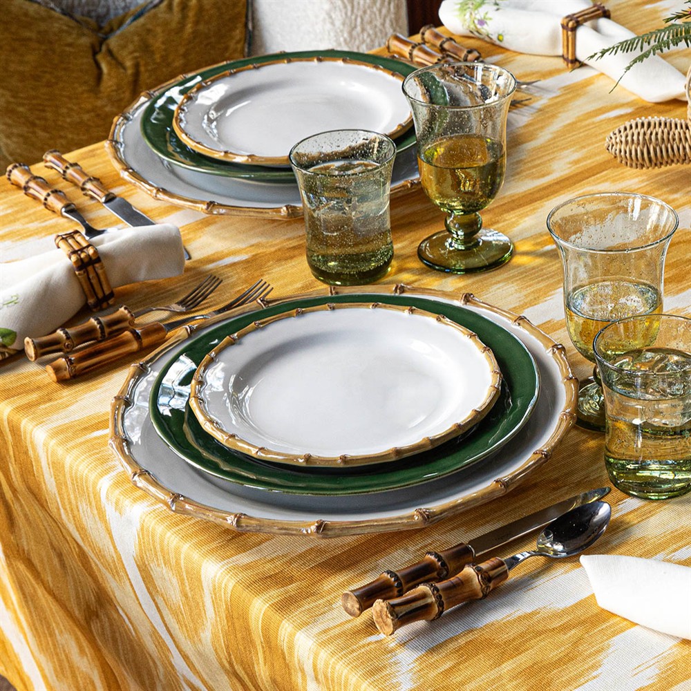 Juliska Natural Bamboo Rim White Ceramic Salad Plate|