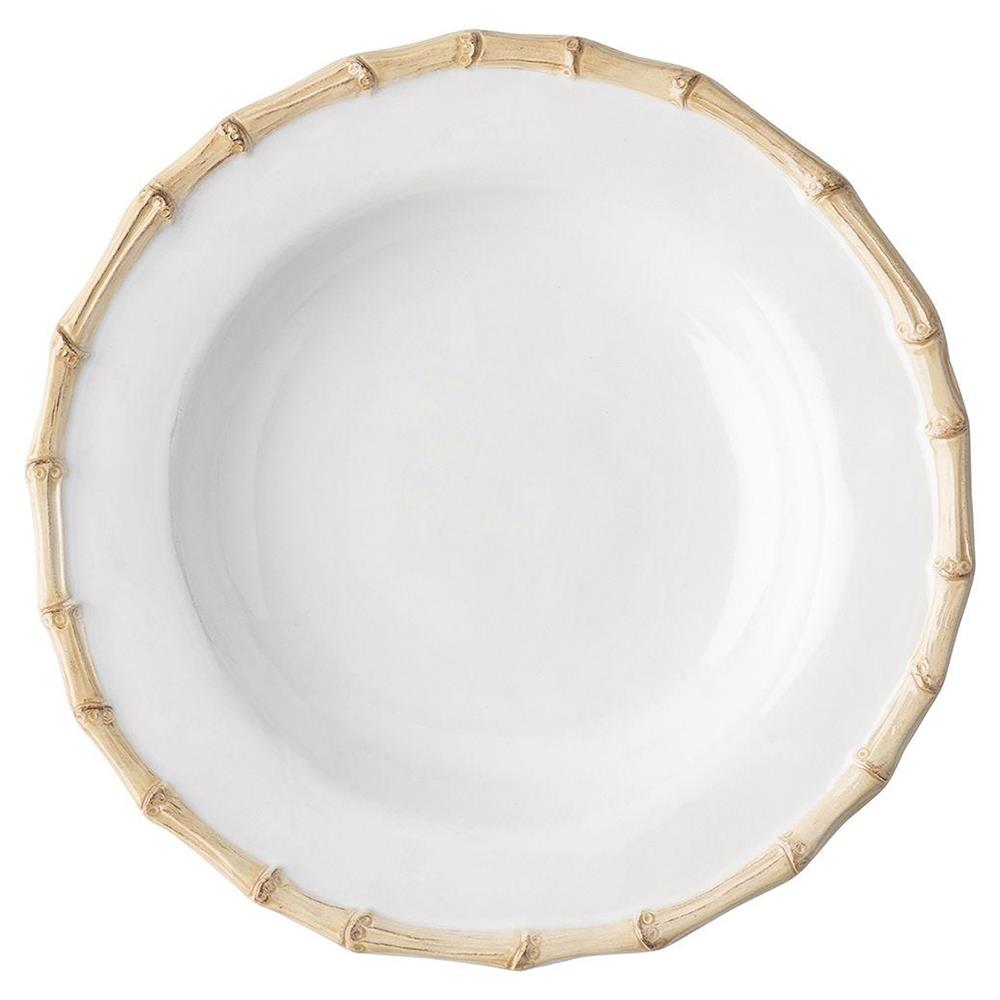 Juliska Natural Bamboo Rim White Ceramic Soup Bowl|