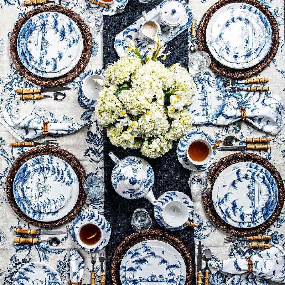 Juliska Coastal Beach Brown Bamboo Silver Stainless Steel 5 Piece Flatware Set|