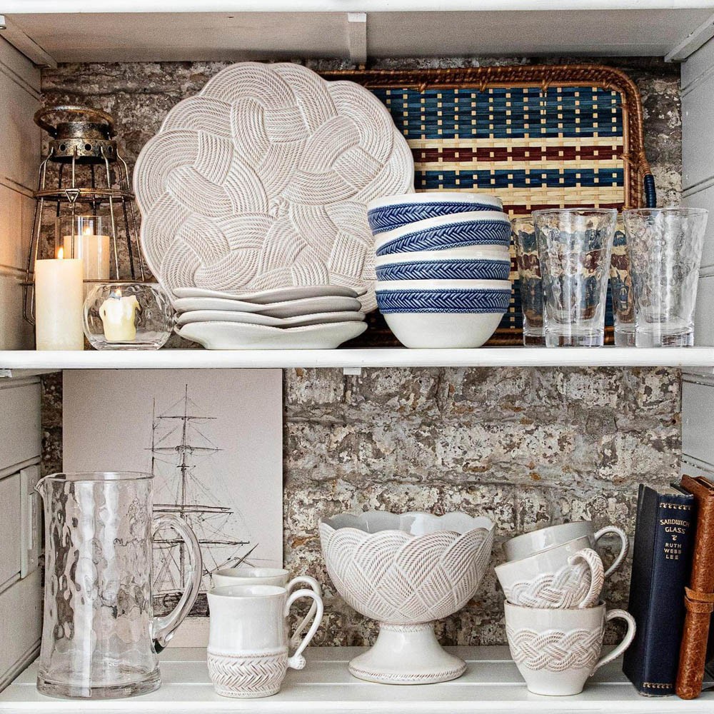 Juliska Le Panier Delft Blue Band White Ceramic Cereal Bowl|