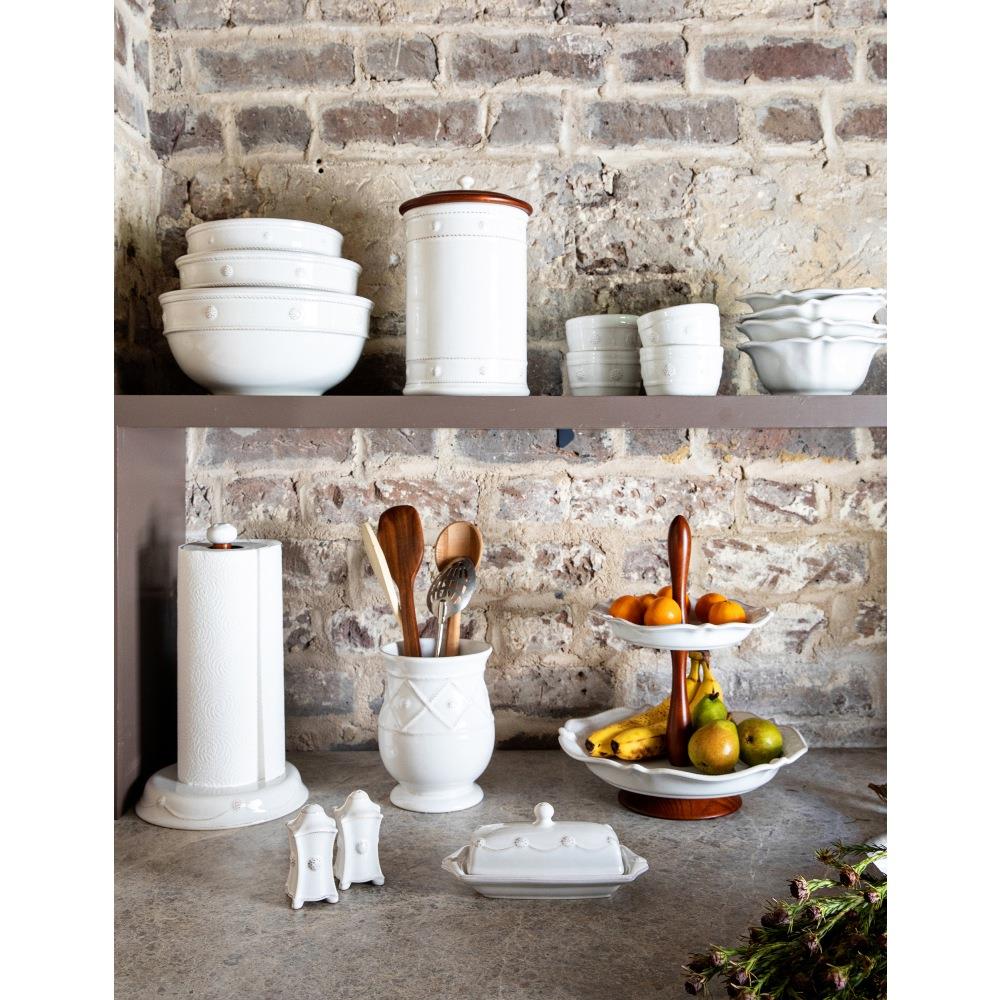 Juliska Berry &amp; Thread Whitewash Ceramic 2-Tier Serving Stand|