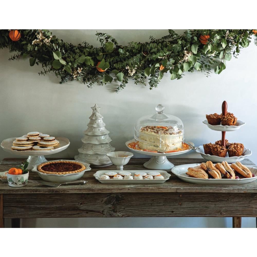 Juliska Berry &amp; Thread Whitewash Ceramic Cake Stand|