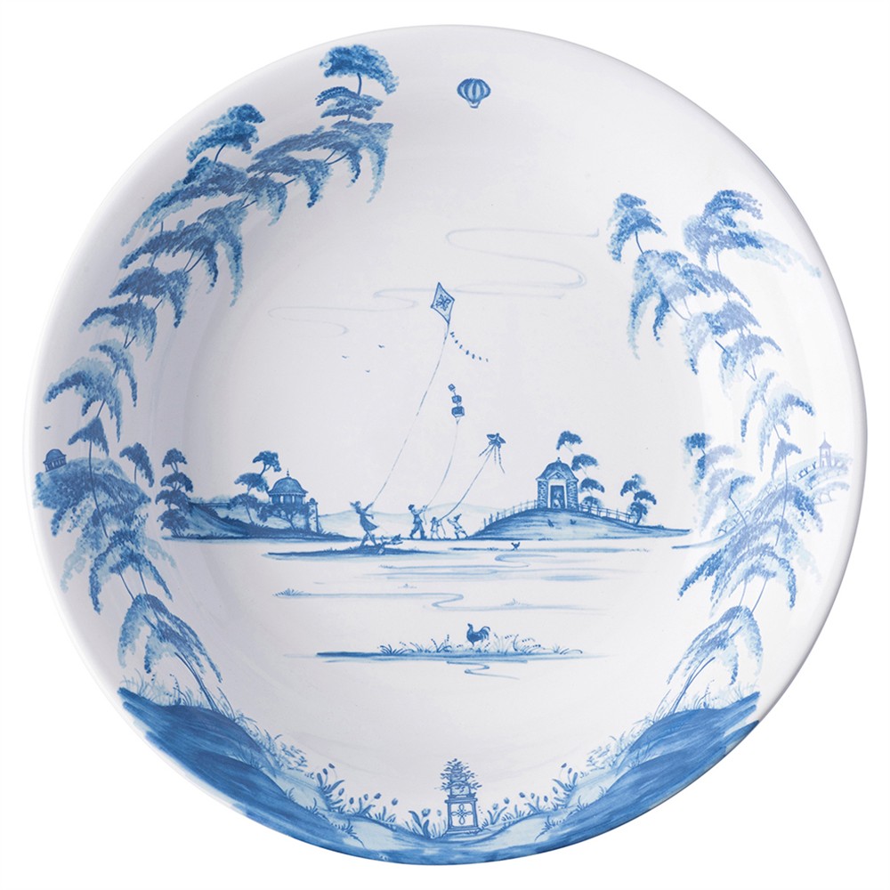 Juliska Country Estate Kite Fliers Delft Blue Ceramic Serving Bowl|