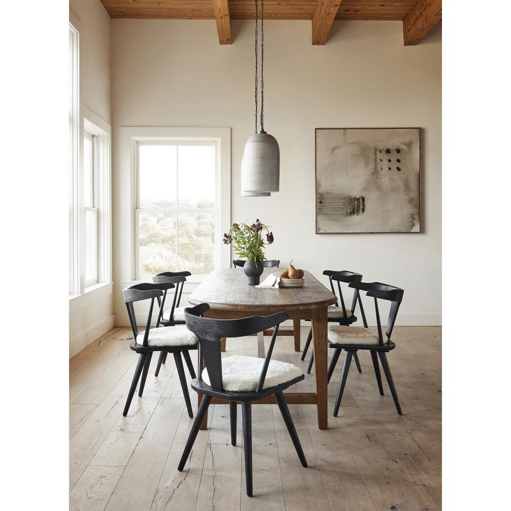 Antonio Mid Century Modern Black Oak Barrel Back Dining Chair