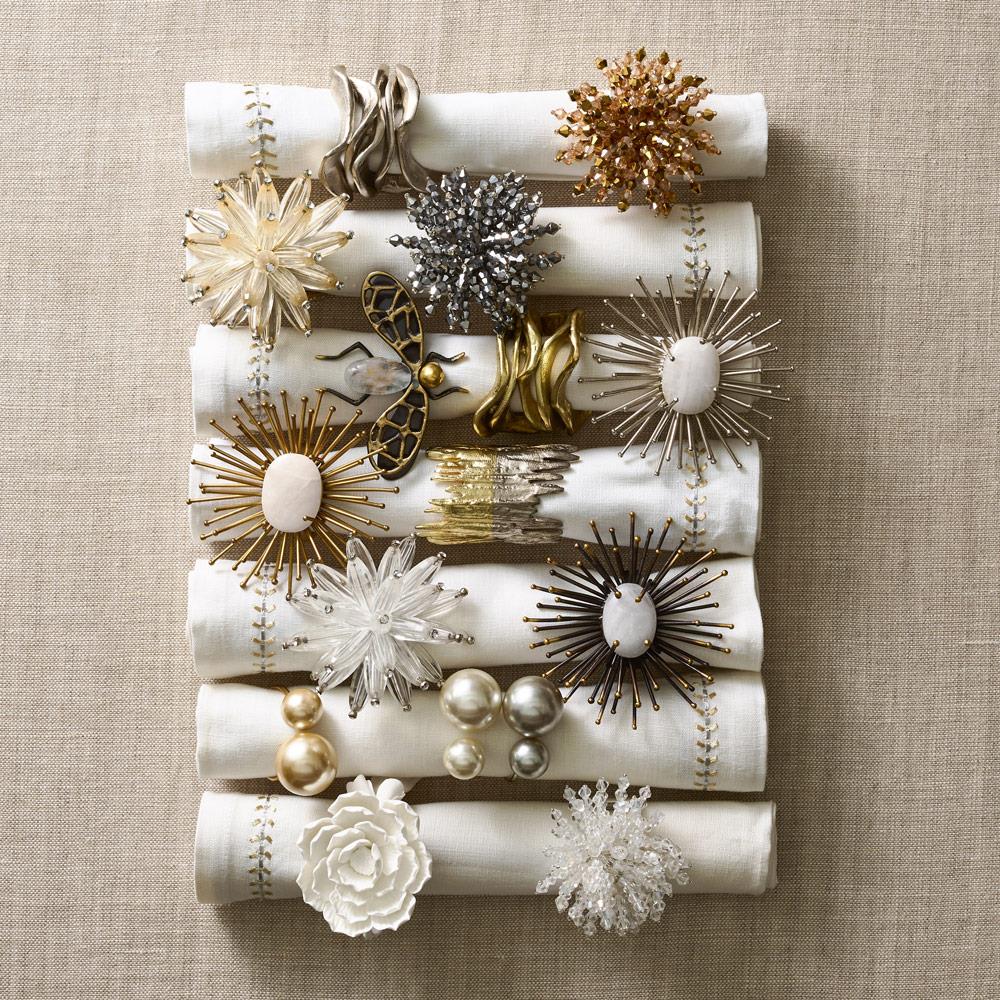 Pearl Modern Classic Silver Metal Napkin Ring - Set of 4|