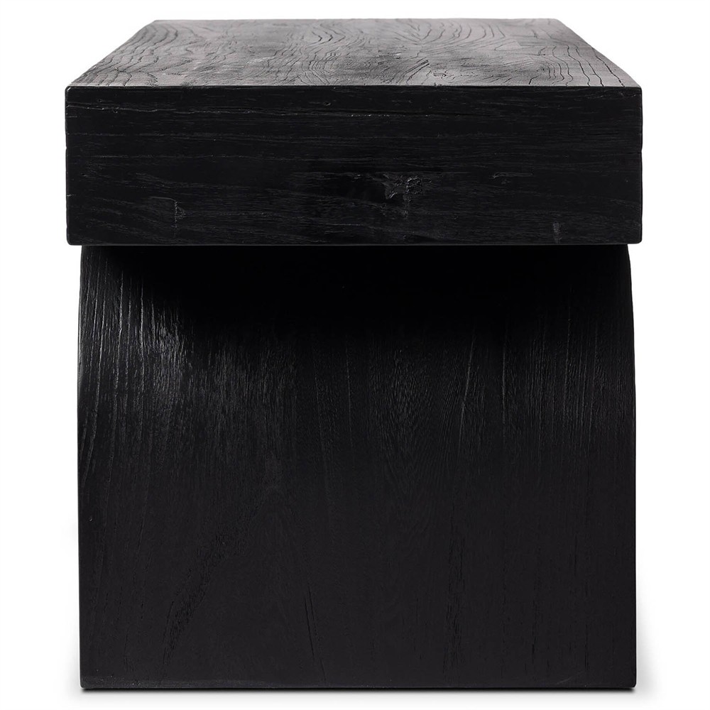 In the Woods...ブラックメタル　blackl Kara Modern Classic Black Solid Wood Bench Long (above 55
