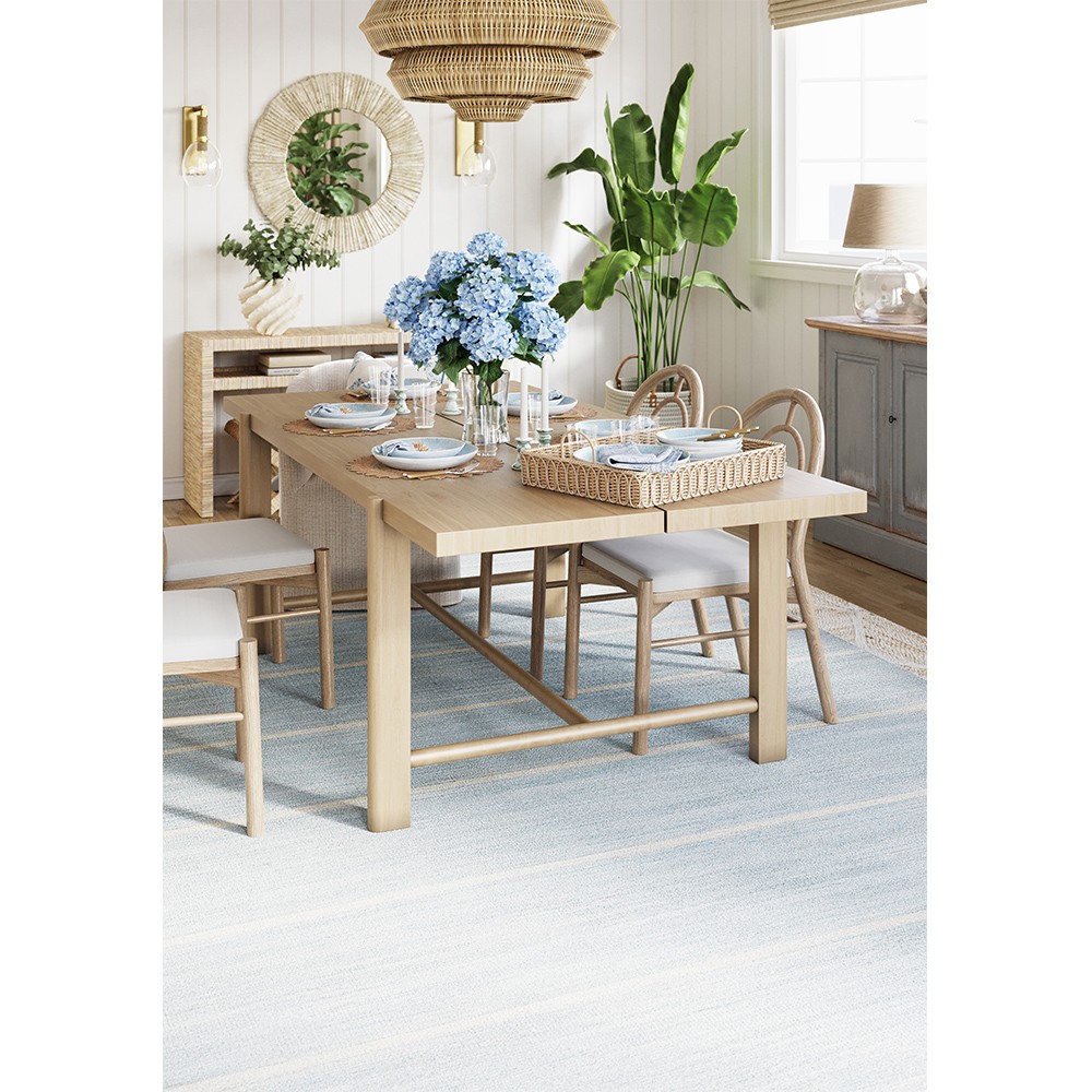 Perry Coastal Beach White Performance Brown Oak Wood Woven Cane