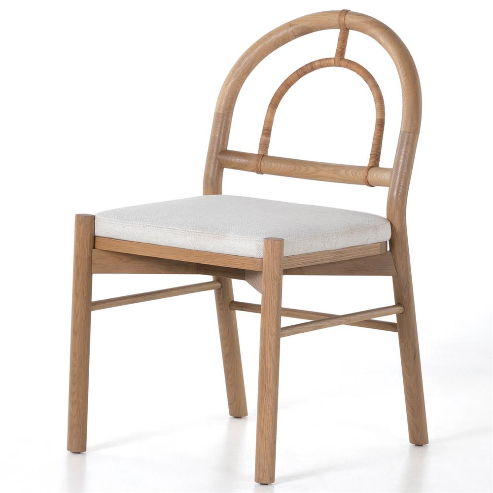 Perry Coastal Beach White Performance Brown Oak Wood Woven Cane